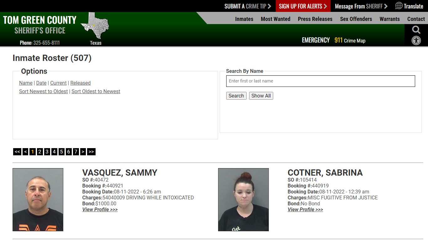 Inmate Roster - Current Inmates Booking Date Descending ...